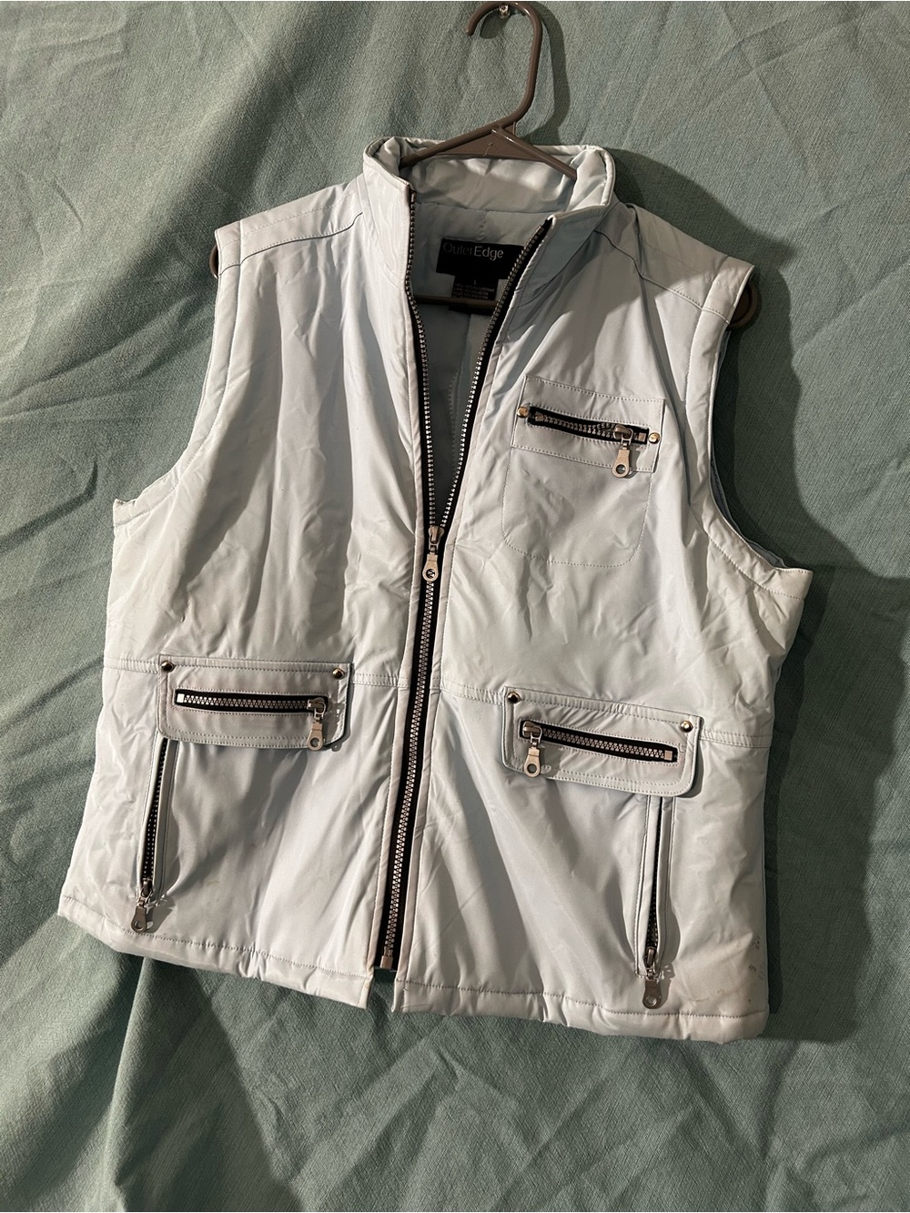Outer Edge Women's Light Gray Quilted Zip-Front Vest